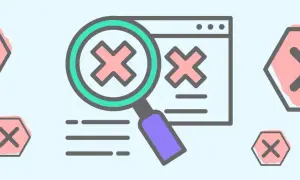 Loupe examinant des croix rouges sur un écran, symbolisant un problème de solution de stockage de données.