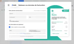 Interface Skello pour la saisie des données de facturation, offrant un pack Basic pour le skello planning.