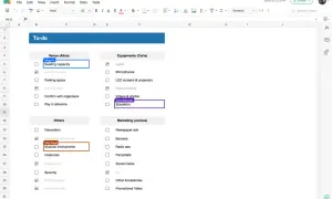 Comment utiliser Google Sheets pour organiser un événement : une liste de tâches avec des éléments comme "Musical instruments" et "Speakers".