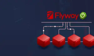 Logo Flyway et des icônes de base de données connectées, symbolisant la gestion des migrations de base de données pour des applications Spring Boot.