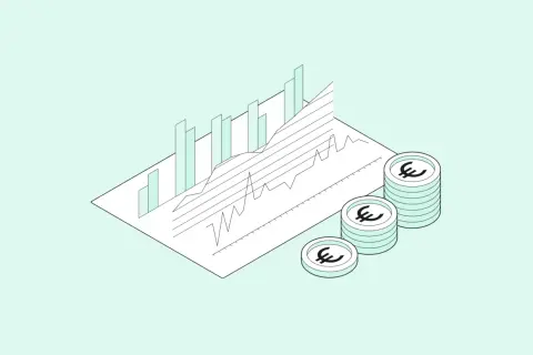 Graphiques et pièces en euros symbolisant un logiciel de gestion de budget efficace pour suivre vos finances.