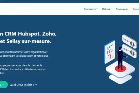 Illustration d'un homme interagissant avec des bulles de dialogue et des documents, symbolisant l'intégration d'un logiciel CRM open source pour optimiser les processus.