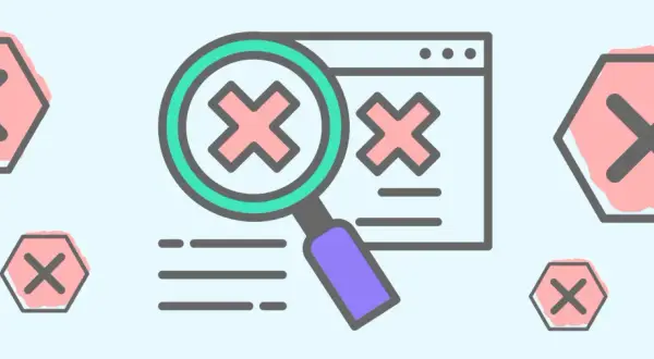 Loupe examinant des croix rouges sur un écran, symbolisant un problème de solution de stockage de données.