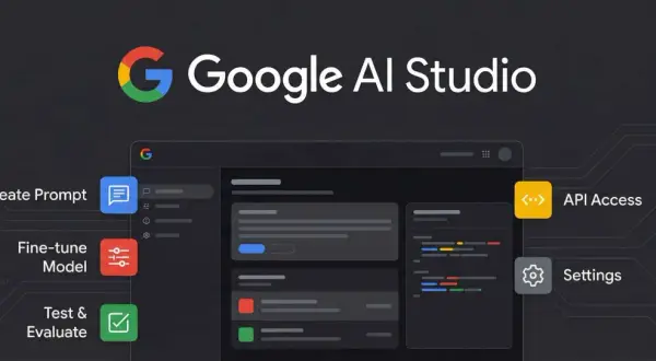 Interface de Google AI Studio pour créer, affiner et tester des modèles. Accès API et paramètres disponibles.