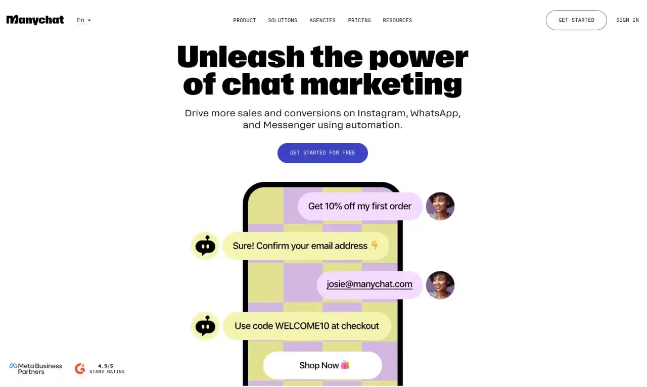 Manychat, c'est quoi ? Un outil pour automatiser le marketing par chat, générant des ventes sur Instagram, WhatsApp et Messenger.