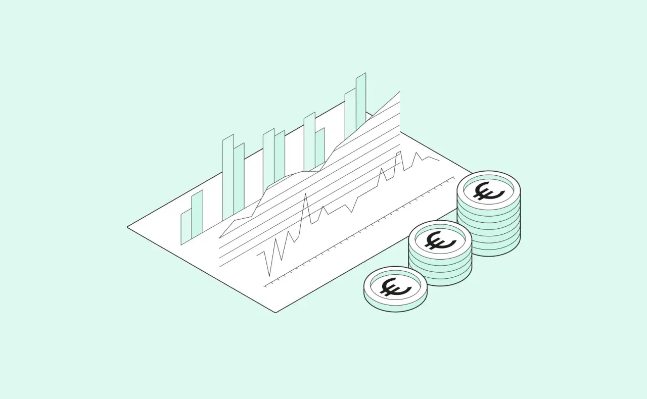 Graphiques et pièces en euros symbolisant un logiciel de gestion de budget efficace pour suivre vos finances.