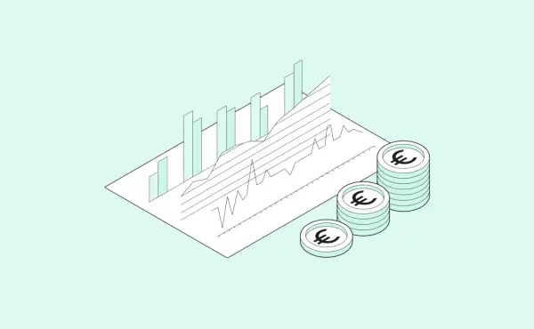Graphiques et pièces en euros symbolisant un logiciel de gestion de budget efficace pour suivre vos finances.
